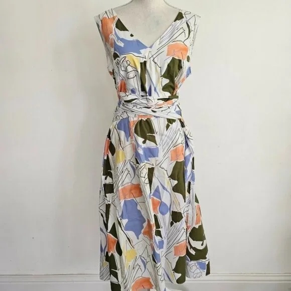 Lafayette 148 New York Aileen Print Tie-Waist Midi Dress - Picture 2 of 11